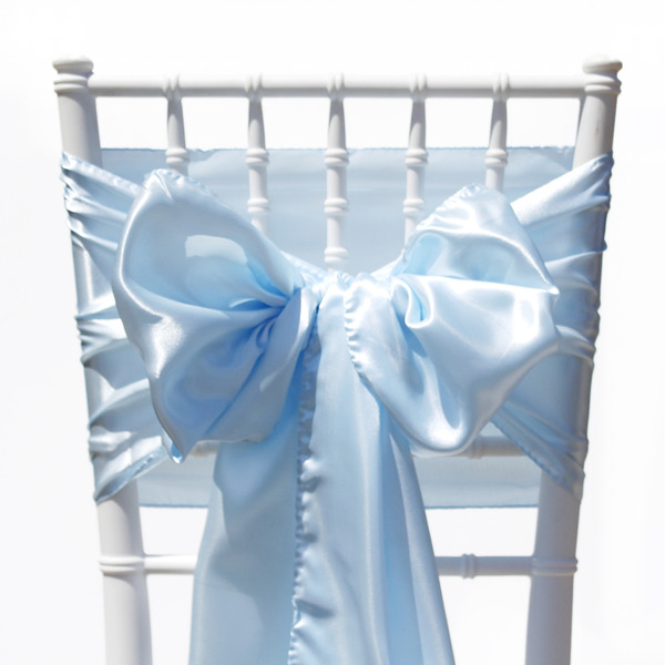 Satin Wedding Party Chair Sashes Ice Blue Light Blue Baby Blue Pastel Blue