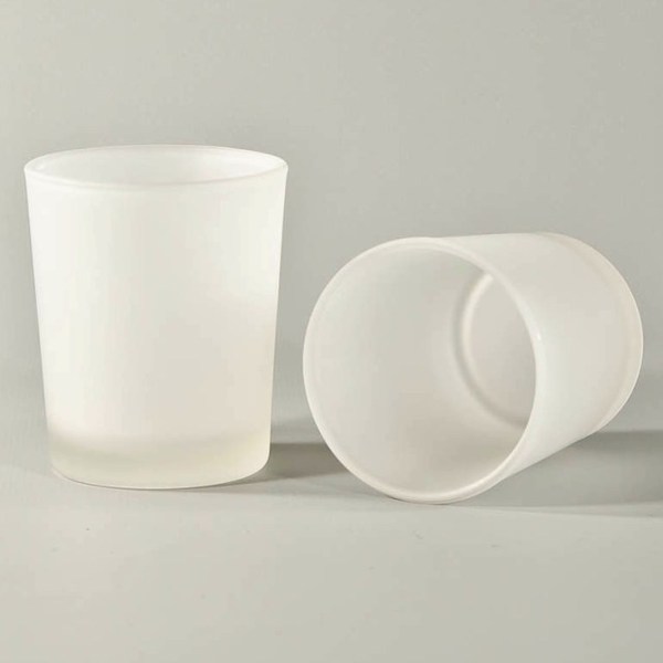 white glass candle holders
